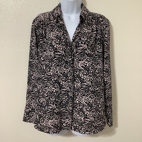 Topshop Funky Cheetah Zebra Animal Print Maximalist Button Up Blouse Size 4 - Picture 1 of 12